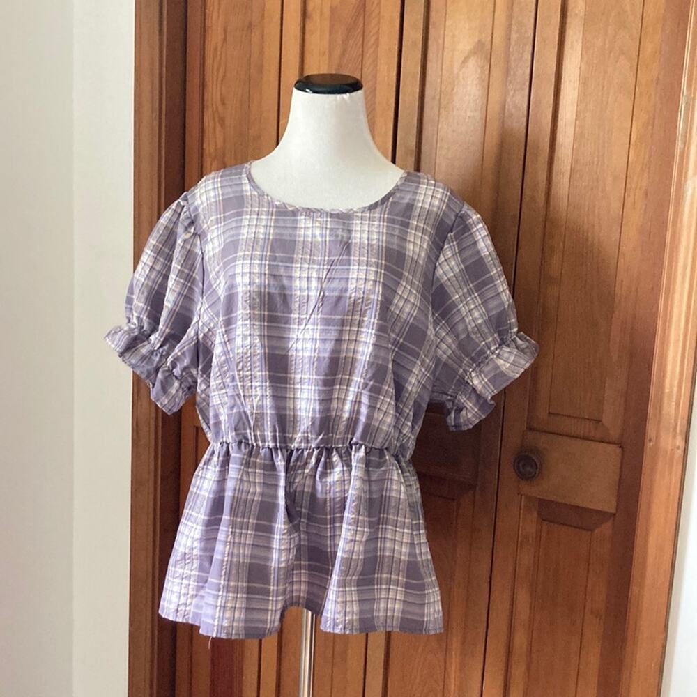 Liberty Love Lavender Plaid Top, Size 2XL